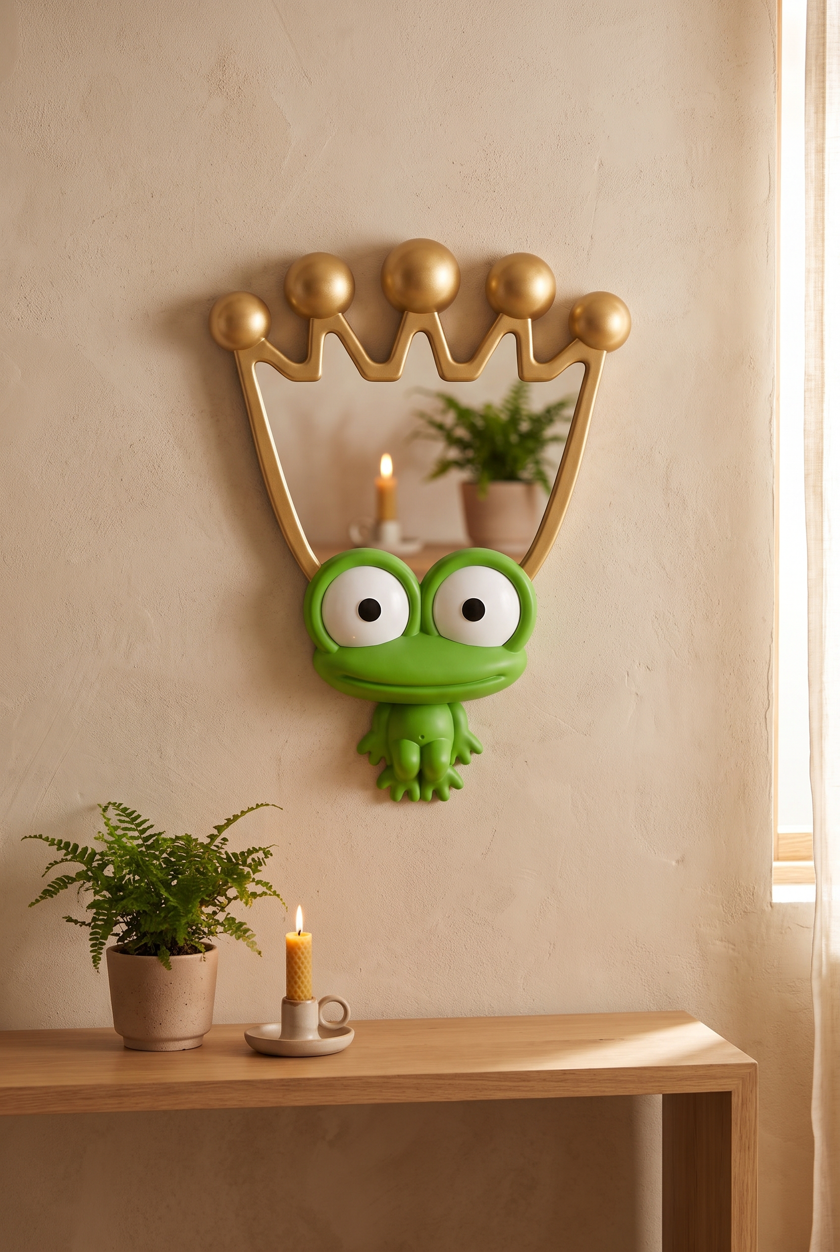 Frog Mirror - front view in stylish interior