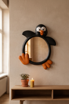 Penguin Mirror - front view in stylish interior